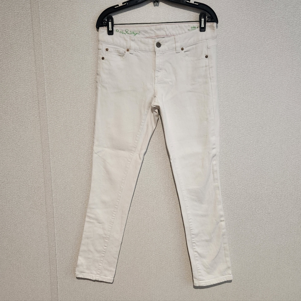 Lilly Pulitzer Wortg Skinny Jeans Pants Size 4 White